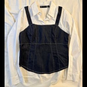 NY & Co. Chambray & Cotton Poplin Corset Top - Size M. NWOT